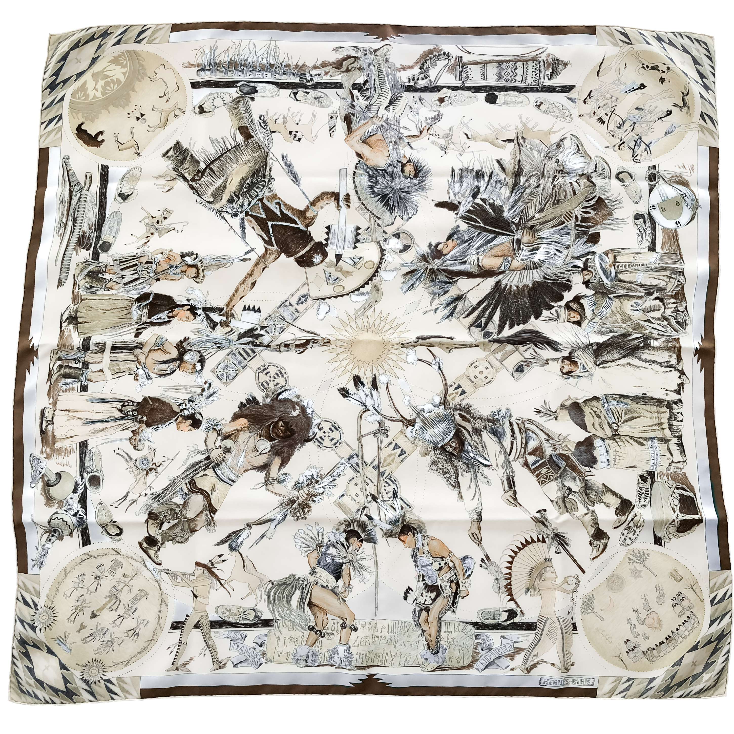HERMES カレ90 LES DANSES DES INDIENS Les Danses des Indiens Hermès Carré by Kermit Oliver – The World